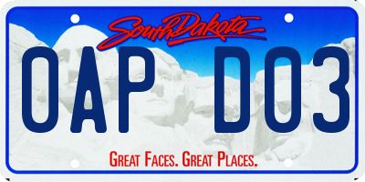 SD license plate 0APD03
