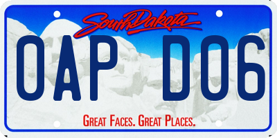 SD license plate 0APD06