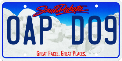 SD license plate 0APD09
