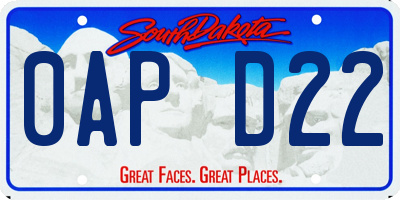 SD license plate 0APD22