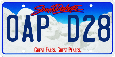 SD license plate 0APD28