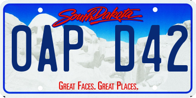 SD license plate 0APD42