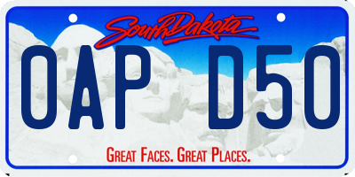 SD license plate 0APD50