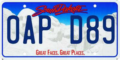 SD license plate 0APD89