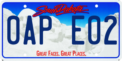 SD license plate 0APE02