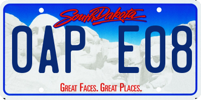 SD license plate 0APE08