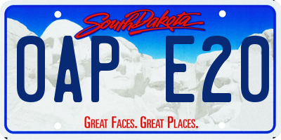 SD license plate 0APE20