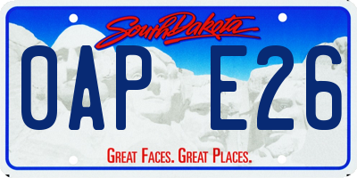 SD license plate 0APE26