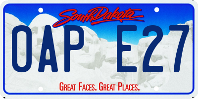 SD license plate 0APE27