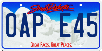 SD license plate 0APE45