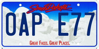 SD license plate 0APE77