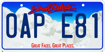 SD license plate 0APE81
