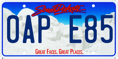 SD license plate 0APE85