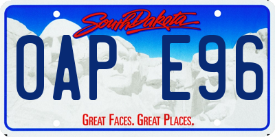 SD license plate 0APE96