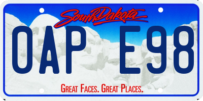 SD license plate 0APE98