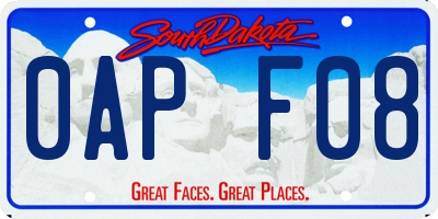 SD license plate 0APF08