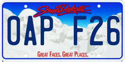 SD license plate 0APF26