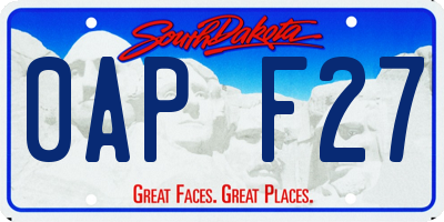 SD license plate 0APF27