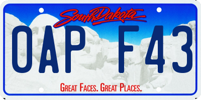 SD license plate 0APF43