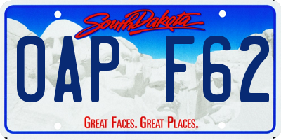 SD license plate 0APF62