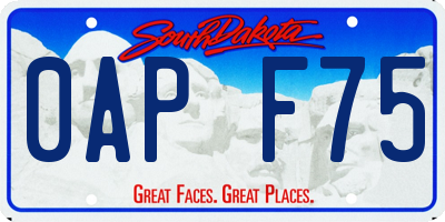 SD license plate 0APF75