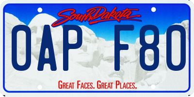 SD license plate 0APF80