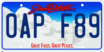 SD license plate 0APF89