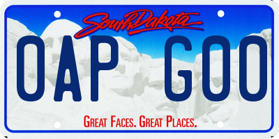 SD license plate 0APG00