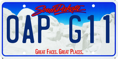 SD license plate 0APG11