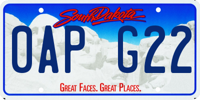 SD license plate 0APG22