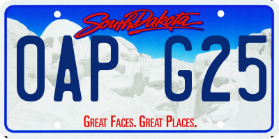 SD license plate 0APG25