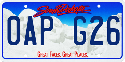 SD license plate 0APG26