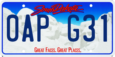 SD license plate 0APG31