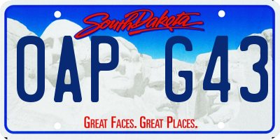 SD license plate 0APG43