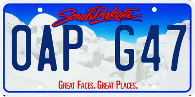 SD license plate 0APG47
