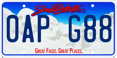 SD license plate 0APG88