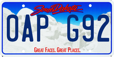 SD license plate 0APG92