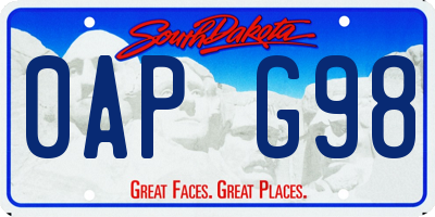 SD license plate 0APG98