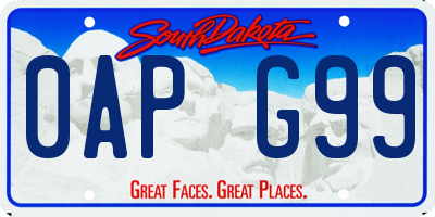 SD license plate 0APG99