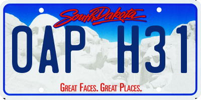 SD license plate 0APH31