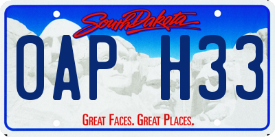 SD license plate 0APH33