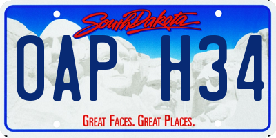 SD license plate 0APH34