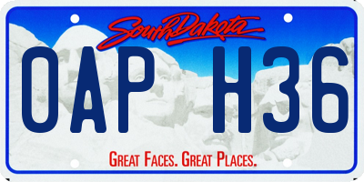 SD license plate 0APH36