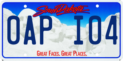 SD license plate 0API04