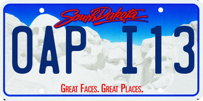 SD license plate 0API13