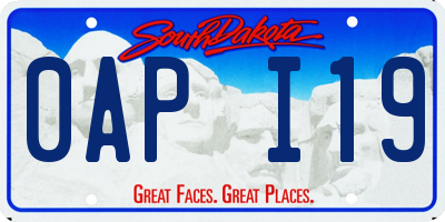 SD license plate 0API19