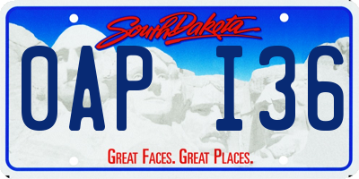 SD license plate 0API36