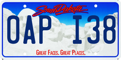 SD license plate 0API38