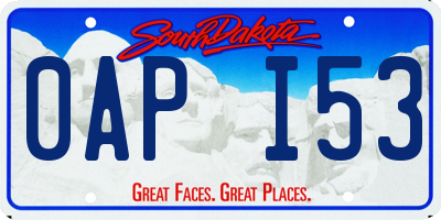 SD license plate 0API53