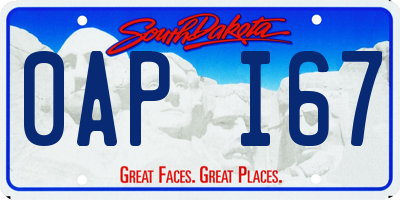 SD license plate 0API67